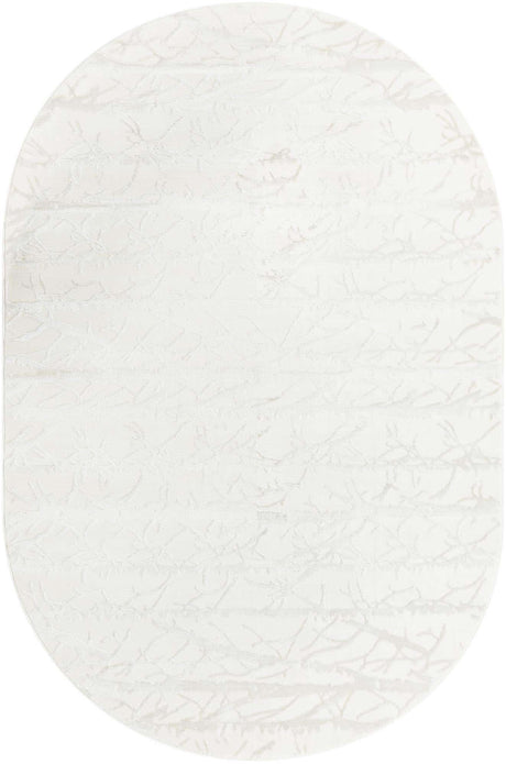 Ivory 5' 3 x 8' Finsbury Oval Area Rug 60% Polypropylene & 40% Polyester Contemporary Carpet for Living Rooms, Dining, Offices for Sale at Rug Engine