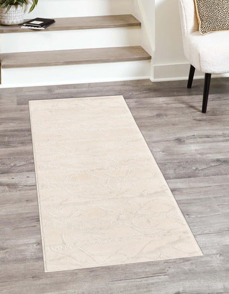 Ivory 2' x 6' 1 Finsbury Runner Area Rug 60% Polypropylene & 40% Polyester Contemporary Carpet for Living Rooms, Dining, Offices for Sale at Rug Engine