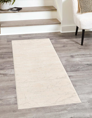 Ivory 2' 7 x 12' Finsbury Runner Area Rug 60% Polypropylene & 40% Polyester Contemporary Carpet for Living Rooms, Dining, Offices for Sale at Rug Engine
