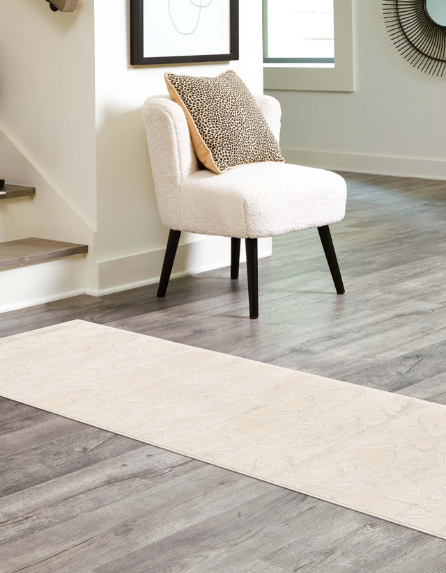 Ivory 2' x 6' 1 Finsbury Runner Area Rug 60% Polypropylene & 40% Polyester Contemporary Carpet for Living Rooms, Dining, Offices for Sale at Rug Engine