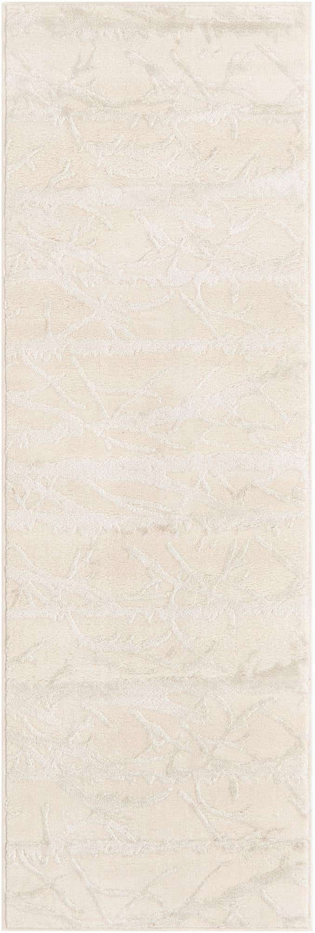 Ivory 2' x 6' 1 Finsbury Runner Area Rug 60% Polypropylene & 40% Polyester Contemporary Carpet for Living Rooms, Dining, Offices for Sale at Rug Engine