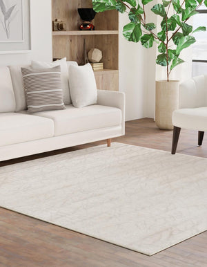 Ivory 7' 10 x 7' 10 Finsbury Square Area Rug 60% Polypropylene & 40% Polyester Contemporary Carpet for Living Rooms, Dining, Offices for Sale at Rug Engine