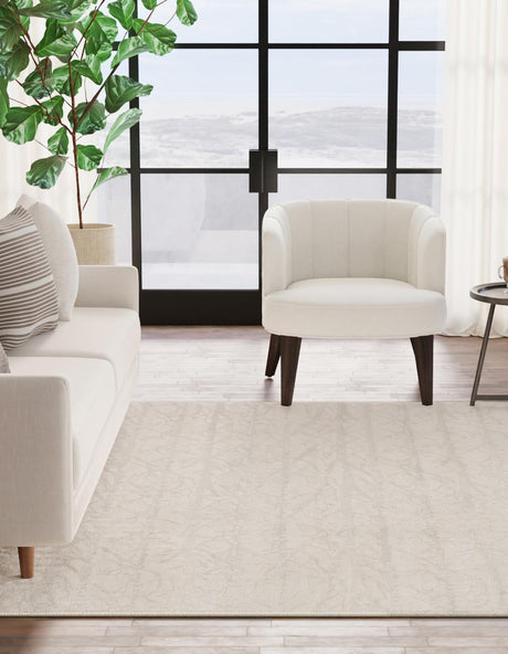 Ivory 7' 10 x 7' 10 Finsbury Square Area Rug 60% Polypropylene & 40% Polyester Contemporary Carpet for Living Rooms, Dining, Offices for Sale at Rug Engine