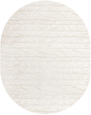 Ivory 7' 10 x 10' Finsbury Oval Area Rug 60% Polypropylene & 40% Polyester Contemporary Carpet for Living Rooms, Dining, Offices for Sale at Rug Engine