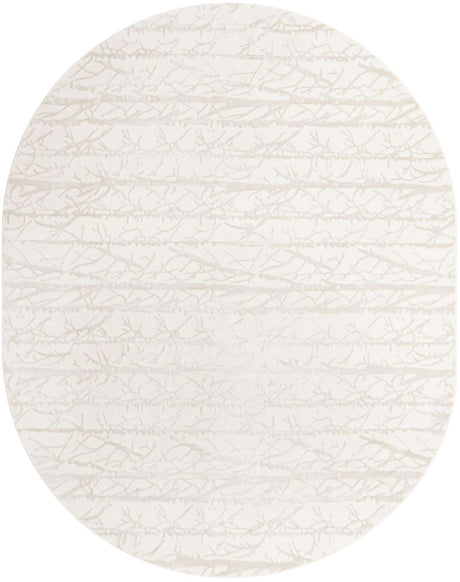 Ivory 7' 10 x 10' Finsbury Oval Area Rug 60% Polypropylene & 40% Polyester Contemporary Carpet for Living Rooms, Dining, Offices for Sale at Rug Engine