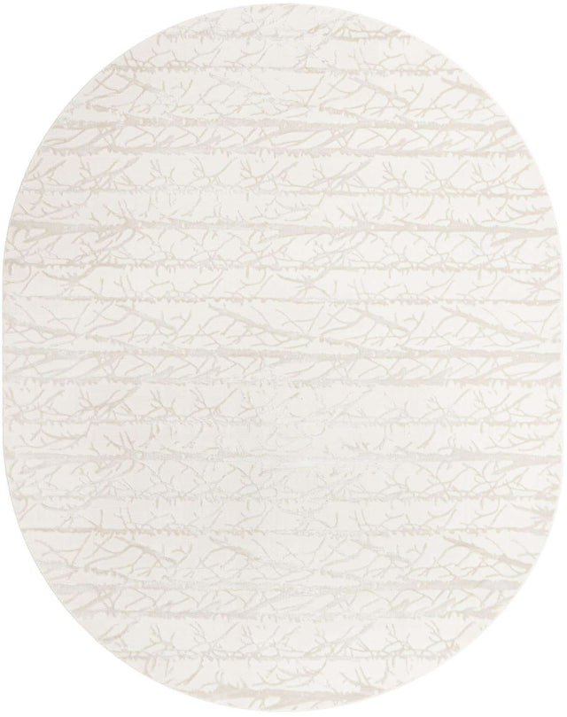 Ivory 7' 10 x 10' Finsbury Oval Area Rug 60% Polypropylene & 40% Polyester Contemporary Carpet for Living Rooms, Dining, Offices for Sale at Rug Engine