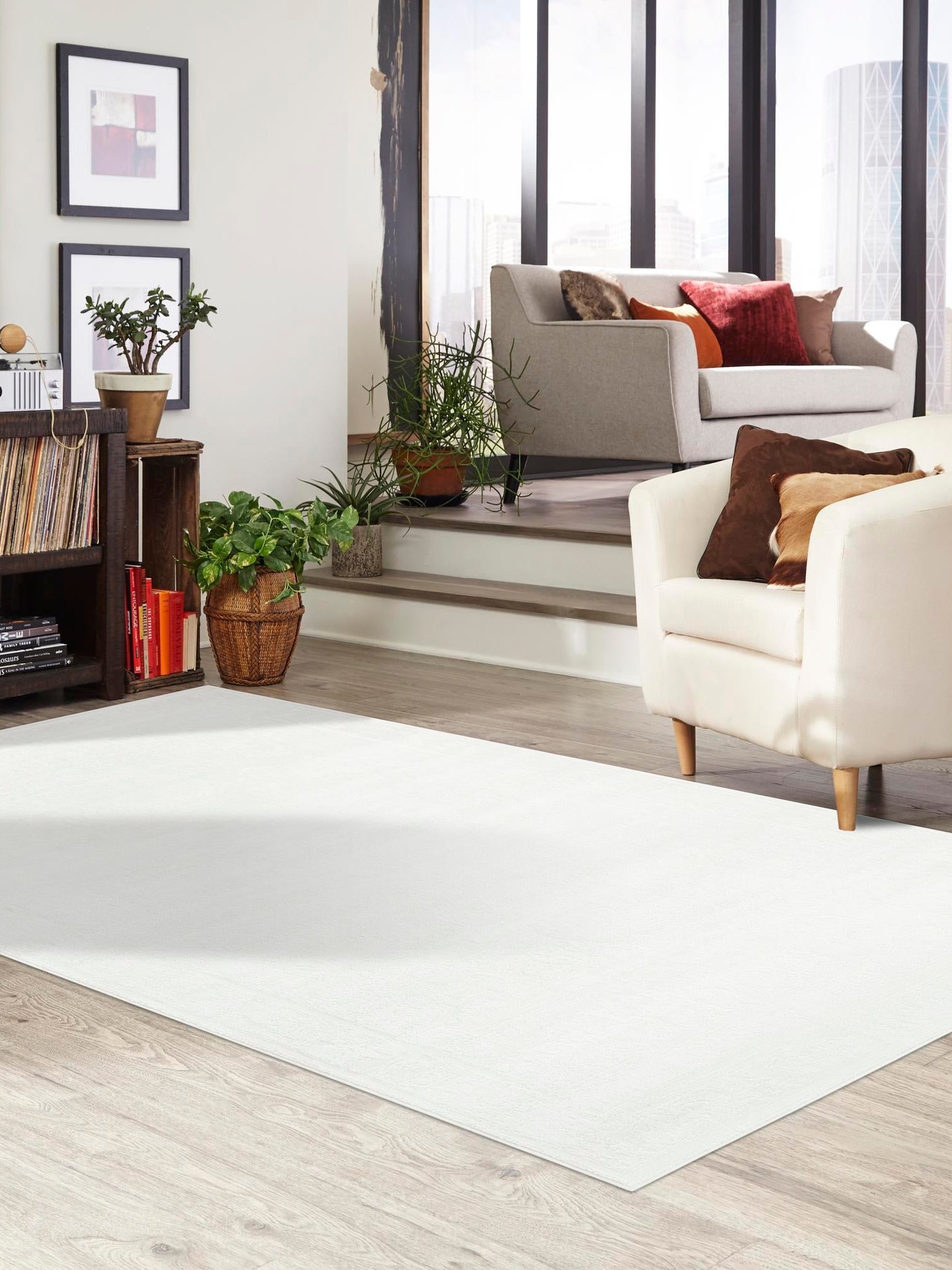 Ivory 5' 3 x 8' Finsbury Rectangle Area Rug 60% Polypropylene & 40% Polyester Contemporary Carpet for Living Rooms, Dining, Offices for Sale at Rug Engine