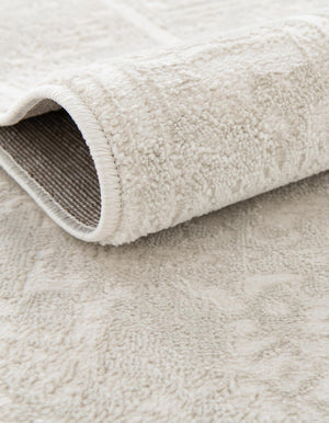 Ivory 7' 10 x 10' Finsbury Oval Area Rug 60% Polypropylene & 40% Polyester Contemporary Carpet for Living Rooms, Dining, Offices for Sale at Rug Engine