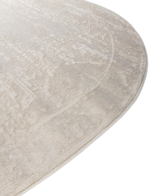 Ivory 7' 10 x 10' Finsbury Oval Area Rug 60% Polypropylene & 40% Polyester Contemporary Carpet for Living Rooms, Dining, Offices for Sale at Rug Engine