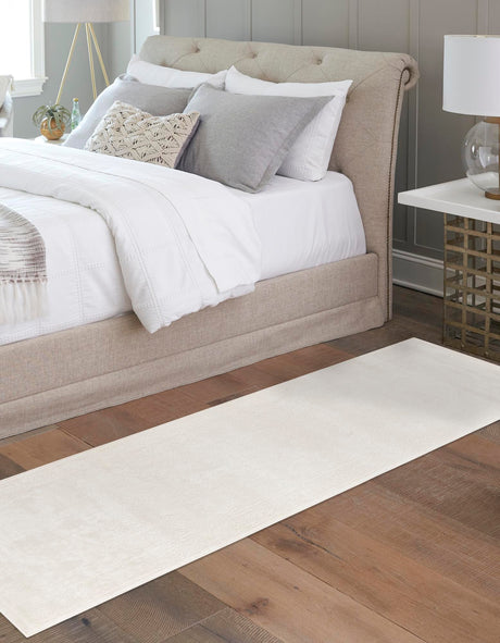 Ivory 2' x 8' Finsbury Runner Area Rug 60% Polypropylene & 40% Polyester Contemporary Carpet for Living Rooms, Dining, Offices for Sale at Rug Engine