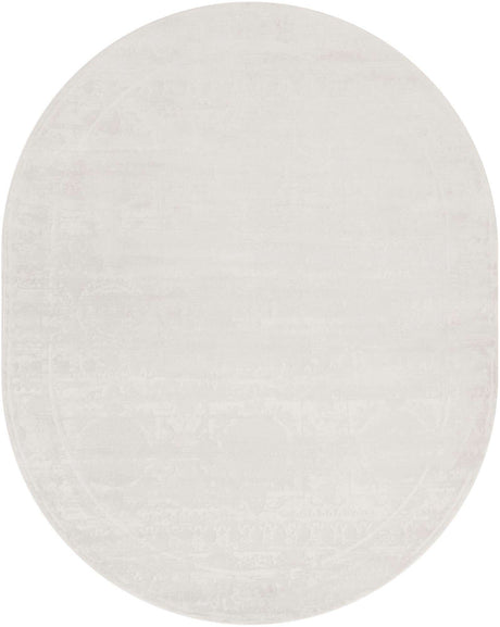 Ivory 7' 10 x 10' Finsbury Oval Area Rug 60% Polypropylene & 40% Polyester Contemporary Carpet for Living Rooms, Dining, Offices for Sale at Rug Engine