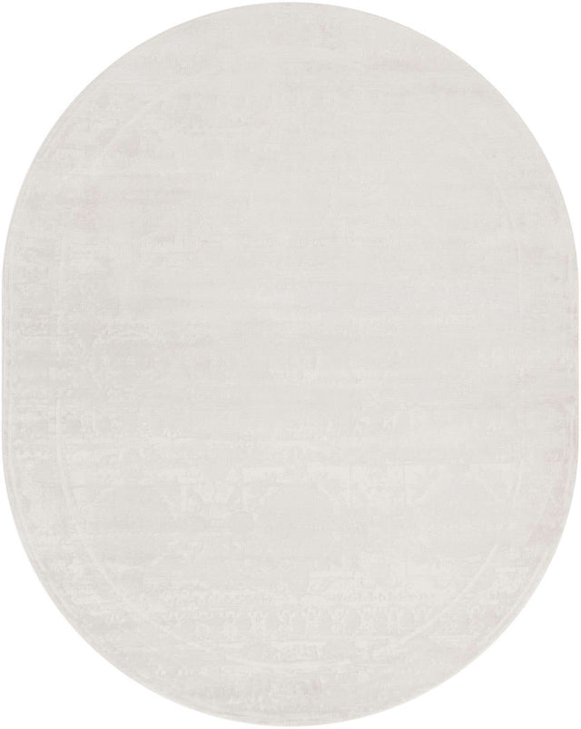 Ivory 7' 10 x 10' Finsbury Oval Area Rug 60% Polypropylene & 40% Polyester Contemporary Carpet for Living Rooms, Dining, Offices for Sale at Rug Engine