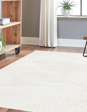 Ivory 4' 1 x 6' 1 Finsbury Rectangle Area Rug 60% Polypropylene & 40% Polyester Contemporary Carpet for Living Rooms, Dining, Offices for Sale at Rug Engine