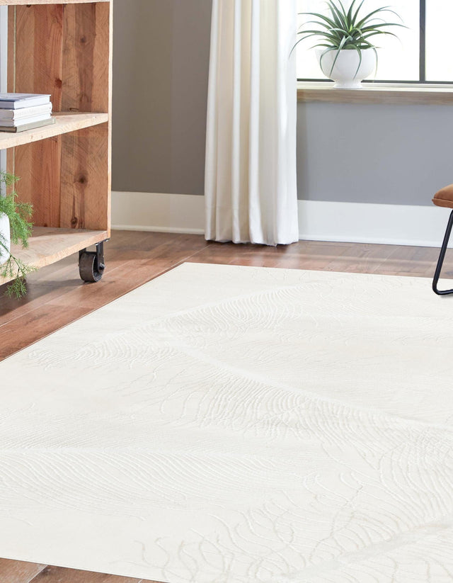 Ivory 4' 1 x 6' 1 Finsbury Rectangle Area Rug 60% Polypropylene & 40% Polyester Contemporary Carpet for Living Rooms, Dining, Offices for Sale at Rug Engine