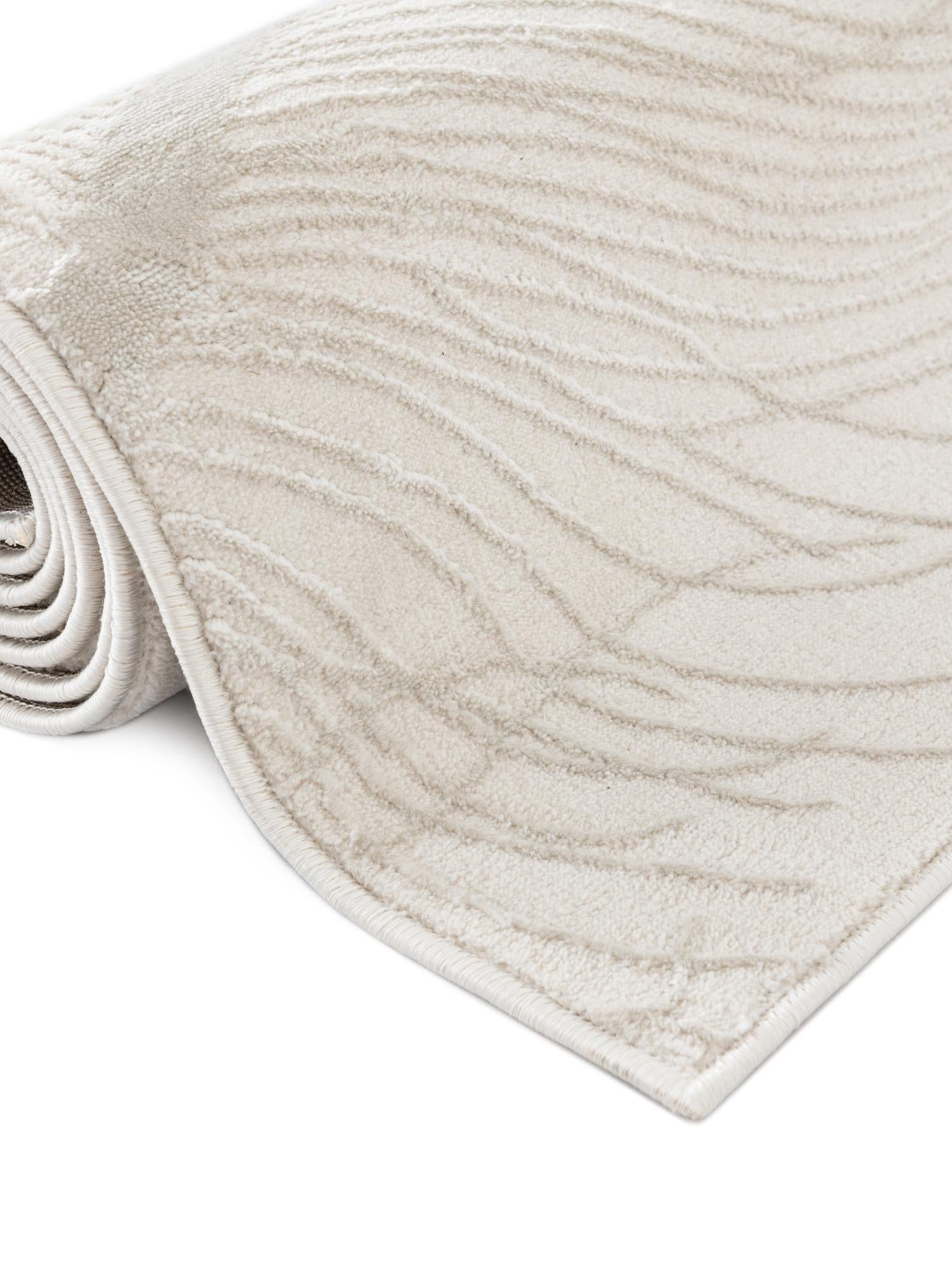 Ivory 5' 3 x 8' Finsbury Rectangle Area Rug 60% Polypropylene & 40% Polyester Contemporary Carpet for Living Rooms, Dining, Offices for Sale at Rug Engine
