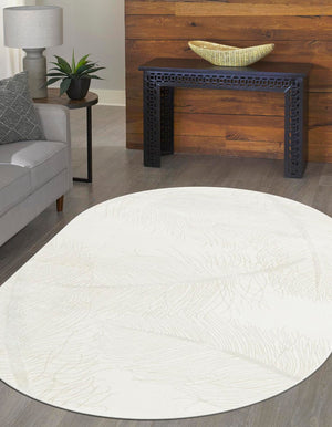 Ivory 7' 10 x 10' Finsbury Oval Area Rug 60% Polypropylene & 40% Polyester Contemporary Carpet for Living Rooms, Dining, Offices for Sale at Rug Engine