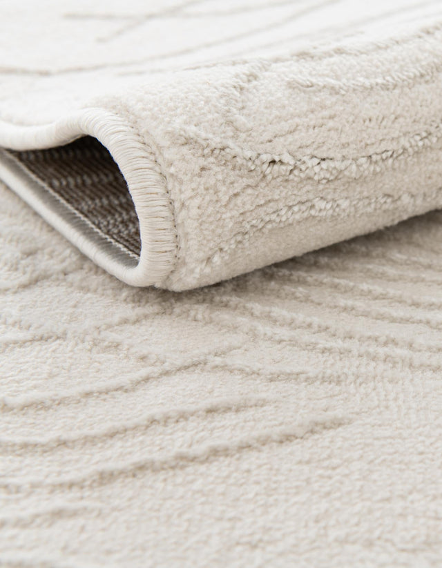 Ivory 7' 10 x 10' Finsbury Oval Area Rug 60% Polypropylene & 40% Polyester Contemporary Carpet for Living Rooms, Dining, Offices for Sale at Rug Engine