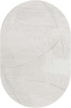 Ivory 5' 3 x 8' Finsbury Oval Area Rug 60% Polypropylene & 40% Polyester Contemporary Carpet for Living Rooms, Dining, Offices for Sale at Rug Engine