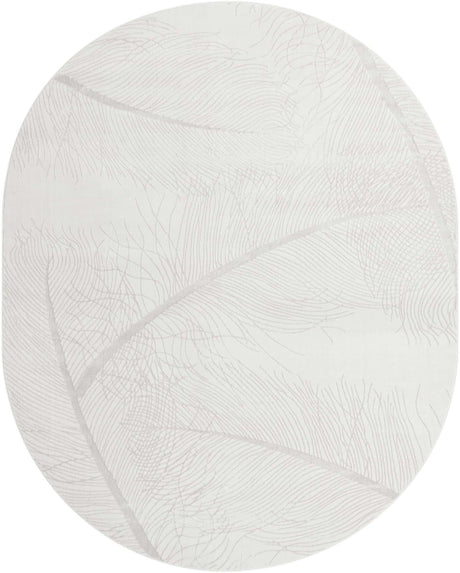 Ivory 7' 10 x 10' Finsbury Oval Area Rug 60% Polypropylene & 40% Polyester Contemporary Carpet for Living Rooms, Dining, Offices for Sale at Rug Engine