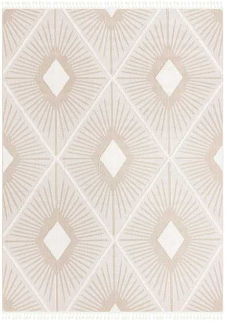 Ivory 9' 6 x 14' 3 Boho Rectangle Area Rug 100% Polyester With Cotton Backing Geometric Modern Boho Bohemian Decor Carpet for Living Rooms Office Dining Kitchen Unique Interior Design for Sale at Rug Engine