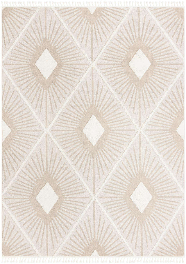 Ivory 9' 6 x 14' 3 Boho Rectangle Area Rug 100% Polyester With Cotton Backing Geometric Modern Boho Bohemian Decor Carpet for Living Rooms Office Dining Kitchen Unique Interior Design for Sale at Rug Engine