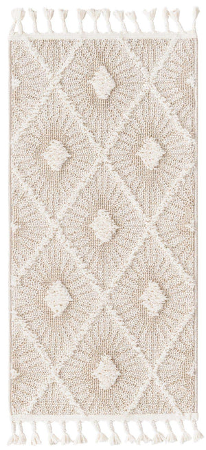 Ivory 2' x 4' 1 Boho Runner Area Rug 100% Polyester With Cotton Backing Geometric Modern Boho Bohemian Decor Carpet for Living Rooms Office Dining Kitchen Unique Interior Design for Sale at Rug Engine