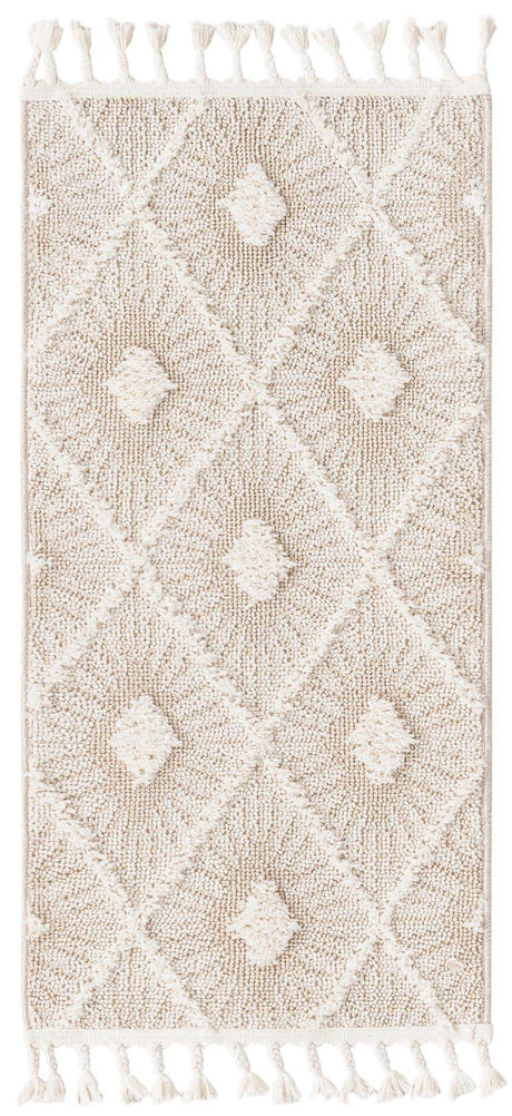 Ivory 2' x 4' 1 Boho Runner Area Rug 100% Polyester With Cotton Backing Geometric Modern Boho Bohemian Decor Carpet for Living Rooms Office Dining Kitchen Unique Interior Design for Sale at Rug Engine