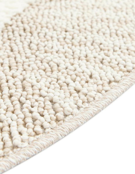 Ivory 5' 3 x 5' 3 Boho Round Area Rug 100% Polyester With Cotton Backing Geometric Modern Boho Bohemian Decor Carpet for Living Rooms Office Dining Kitchen Unique Interior Design for Sale at Rug Engine