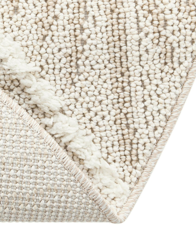 Ivory 3' 3 x 3' 3 Boho Round Area Rug 100% Polyester With Cotton Backing Geometric Modern Boho Bohemian Decor Carpet for Living Rooms Office Dining Kitchen Unique Interior Design for Sale at Rug Engine