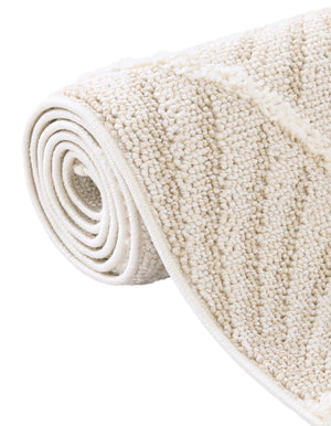 Ivory 5' 3 x 5' 3 Boho Round Area Rug 100% Polyester With Cotton Backing Geometric Modern Boho Bohemian Decor Carpet for Living Rooms Office Dining Kitchen Unique Interior Design for Sale at Rug Engine
