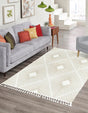 Ivory 2' x 3' 1 Boho Rectangle Area Rug 100% Polyester With Cotton Backing Geometric Modern Boho Bohemian Decor Carpet for Living Rooms Office Dining Kitchen Unique Interior Design for Sale at Rug Engine