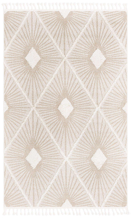 Ivory 5' 3 x 8' Boho Rectangle Area Rug 100% Polyester With Cotton Backing Geometric Modern Boho Bohemian Decor Carpet for Living Rooms Office Dining Kitchen Unique Interior Design for Sale at Rug Engine