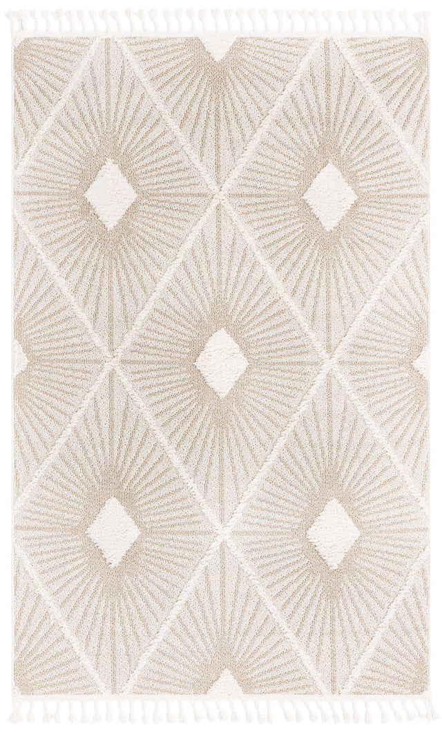 Ivory 5' 3 x 8' Boho Rectangle Area Rug 100% Polyester With Cotton Backing Geometric Modern Boho Bohemian Decor Carpet for Living Rooms Office Dining Kitchen Unique Interior Design for Sale at Rug Engine