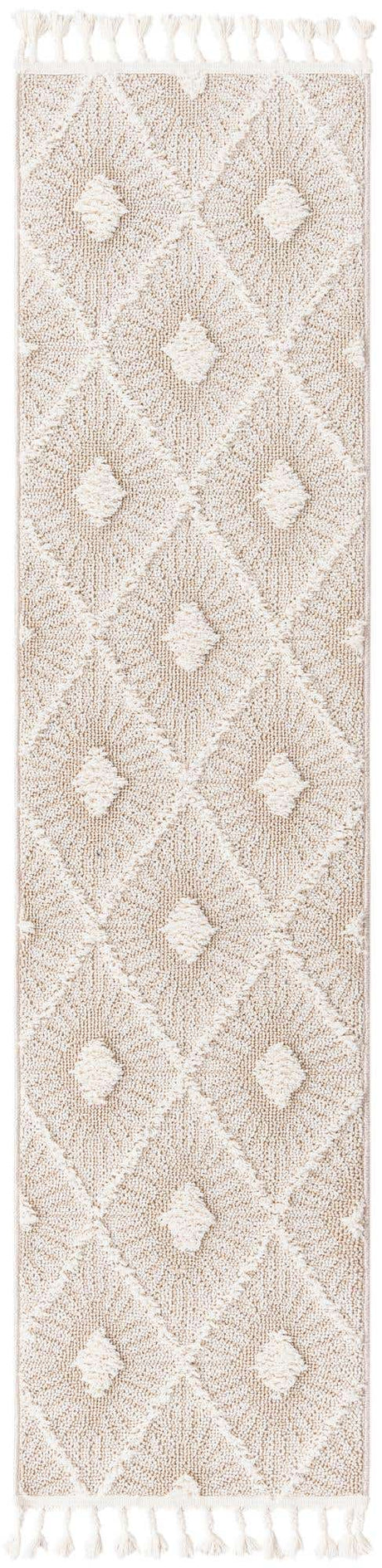 Ivory 2' x 8' Boho Runner Area Rug 100% Polyester With Cotton Backing Geometric Modern Boho Bohemian Decor Carpet for Living Rooms Office Dining Kitchen Unique Interior Design for Sale at Rug Engine