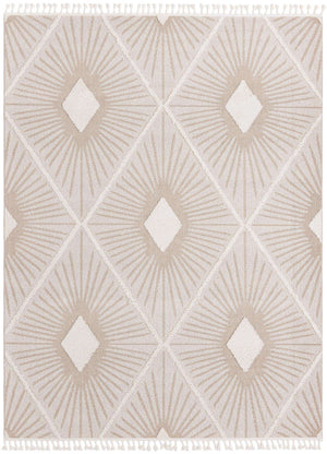 Ivory 7' 10 x 10' Boho Rectangle Area Rug 100% Polyester With Cotton Backing Geometric Modern Boho Bohemian Decor Carpet for Living Rooms Office Dining Kitchen Unique Interior Design for Sale at Rug Engine