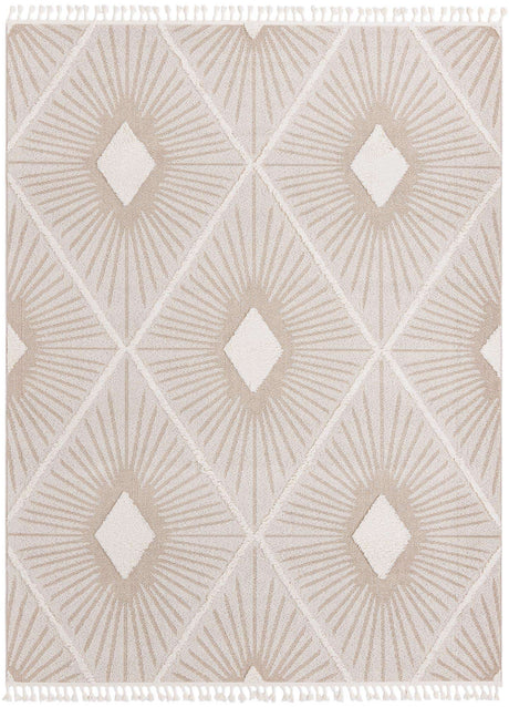 Ivory 7' 10 x 10' Boho Rectangle Area Rug 100% Polyester With Cotton Backing Geometric Modern Boho Bohemian Decor Carpet for Living Rooms Office Dining Kitchen Unique Interior Design for Sale at Rug Engine