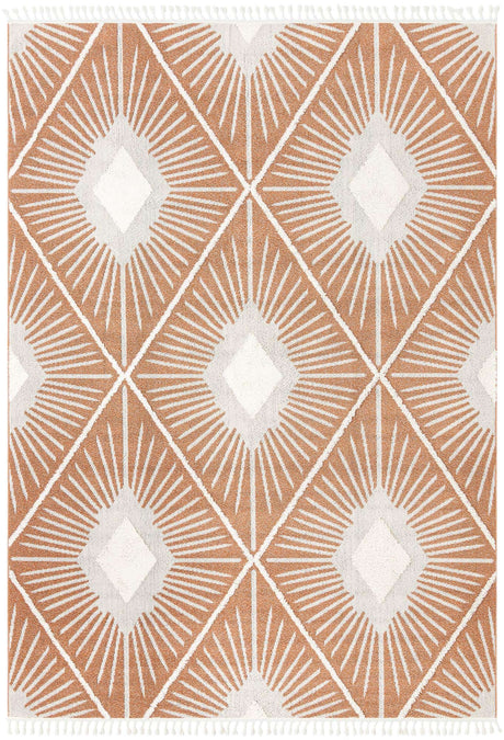 Rust Red 9' 6 x 14' 3 Boho Rectangle Area Rug 100% Polyester With Cotton Backing Geometric Modern Boho Bohemian Decor Carpet for Living Rooms Office Dining Kitchen Unique Interior Design for Sale at Rug Engine