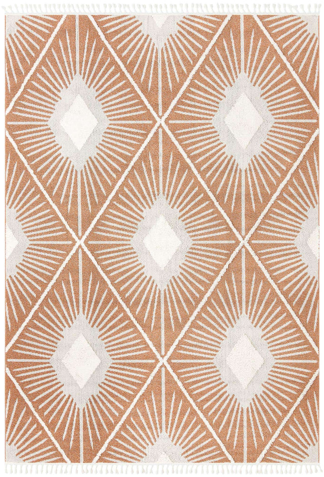 Rust Red 9' 6 x 14' 3 Boho Rectangle Area Rug 100% Polyester With Cotton Backing Geometric Modern Boho Bohemian Decor Carpet for Living Rooms Office Dining Kitchen Unique Interior Design for Sale at Rug Engine