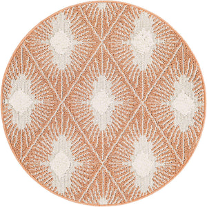 Rust Red 3' 3 x 3' 3 Boho Round Area Rug 100% Polyester With Cotton Backing Geometric Modern Boho Bohemian Decor Carpet for Living Rooms Office Dining Kitchen Unique Interior Design for Sale at Rug Engine