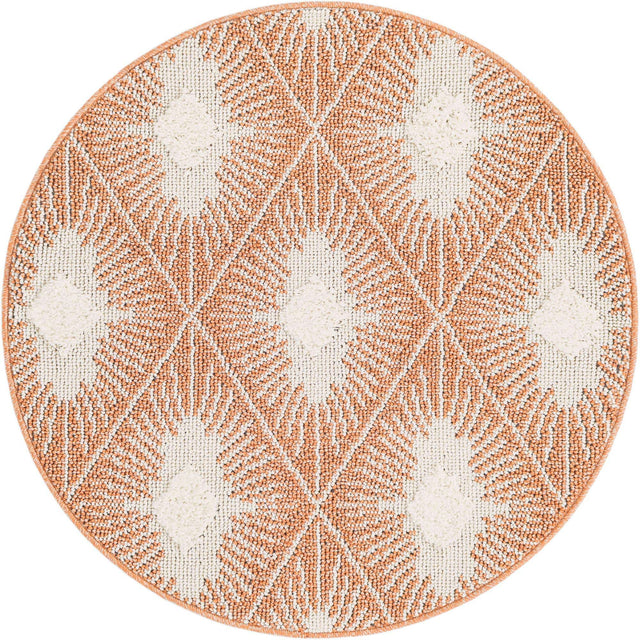Rust Red 3' 3 x 3' 3 Boho Round Area Rug 100% Polyester With Cotton Backing Geometric Modern Boho Bohemian Decor Carpet for Living Rooms Office Dining Kitchen Unique Interior Design for Sale at Rug Engine