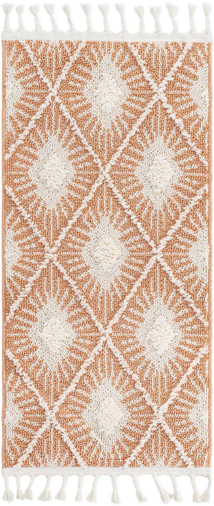 Rust Red 2' x 4' 1 Boho Runner Area Rug 100% Polyester With Cotton Backing Geometric Modern Boho Bohemian Decor Carpet for Living Rooms Office Dining Kitchen Unique Interior Design for Sale at Rug Engine