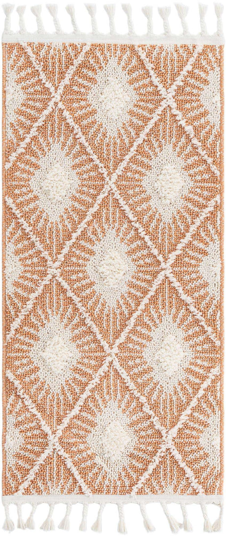Rust Red 2' x 4' 1 Boho Runner Area Rug 100% Polyester With Cotton Backing Geometric Modern Boho Bohemian Decor Carpet for Living Rooms Office Dining Kitchen Unique Interior Design for Sale at Rug Engine