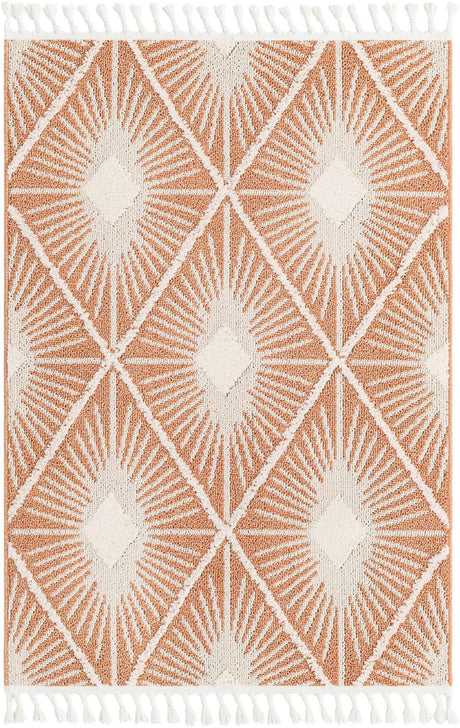 Rust Red 4' 1 x 6' 1 Boho Rectangle Area Rug 100% Polyester With Cotton Backing Geometric Modern Boho Bohemian Decor Carpet for Living Rooms Office Dining Kitchen Unique Interior Design for Sale at Rug Engine