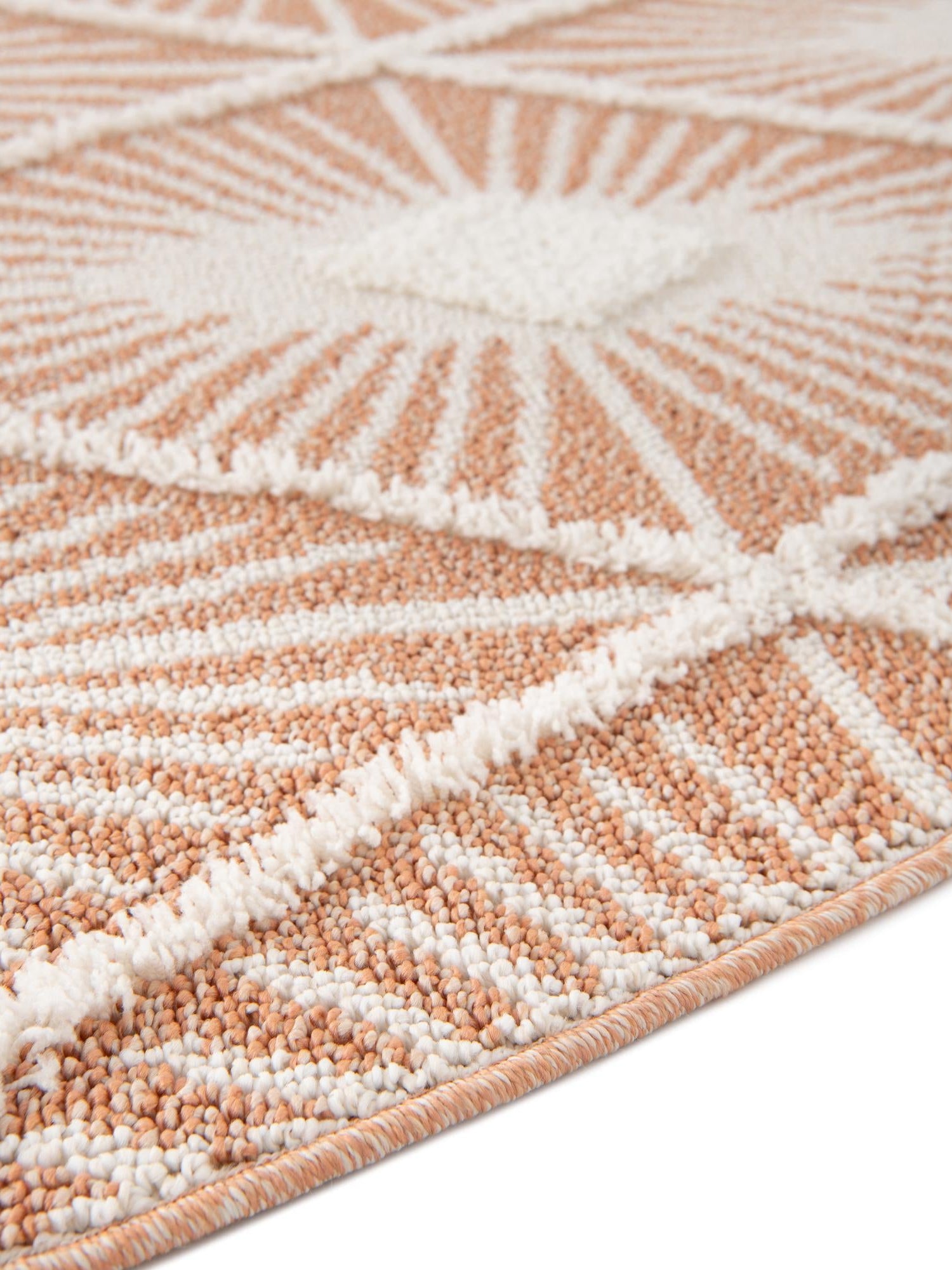 Rust Red 4' 1 x 4' 1 Boho Round Area Rug 100% Polyester With Cotton Backing Geometric Modern Boho Bohemian Decor Carpet for Living Rooms Office Dining Kitchen Unique Interior Design for Sale at Rug Engine