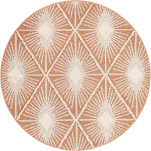 Rust Red 5' 3 x 5' 3 Boho Round Area Rug 100% Polyester With Cotton Backing Geometric Modern Boho Bohemian Decor Carpet for Living Rooms Office Dining Kitchen Unique Interior Design for Sale at Rug Engine