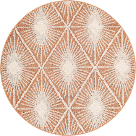 Rust Red 5' 3 x 5' 3 Boho Round Area Rug 100% Polyester With Cotton Backing Geometric Modern Boho Bohemian Decor Carpet for Living Rooms Office Dining Kitchen Unique Interior Design for Sale at Rug Engine