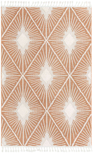 Rust Red 5' 3 x 8' Boho Rectangle Area Rug 100% Polyester With Cotton Backing Geometric Modern Boho Bohemian Decor Carpet for Living Rooms Office Dining Kitchen Unique Interior Design for Sale at Rug Engine