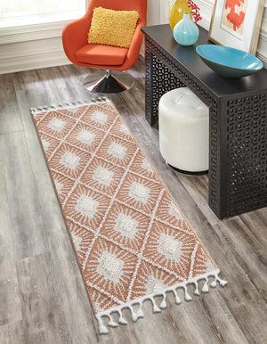 Rust Red 2' 7 x 10' Boho Runner Area Rug 100% Polyester With Cotton Backing Geometric Modern Boho Bohemian Decor Carpet for Living Rooms Office Dining Kitchen Unique Interior Design for Sale at Rug Engine