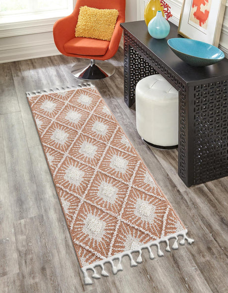 Rust Red 2' 7 x 10' Boho Runner Area Rug 100% Polyester With Cotton Backing Geometric Modern Boho Bohemian Decor Carpet for Living Rooms Office Dining Kitchen Unique Interior Design for Sale at Rug Engine