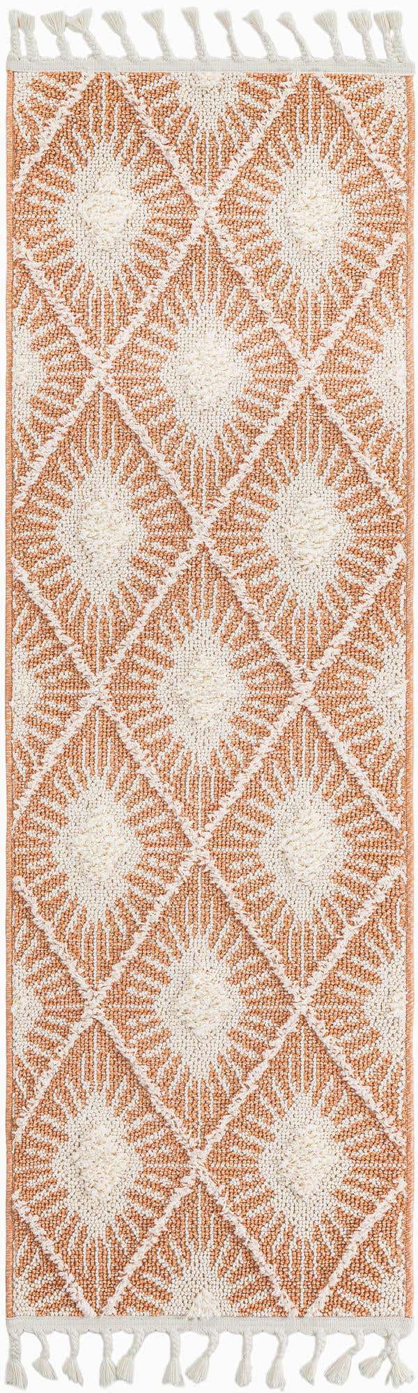 Rust Red 2' x 6' 1 Boho Runner Area Rug 100% Polyester With Cotton Backing Geometric Modern Boho Bohemian Decor Carpet for Living Rooms Office Dining Kitchen Unique Interior Design for Sale at Rug Engine